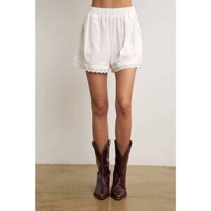 NEW LARA DAISY effortless feminine lace trim cotton shorts in white